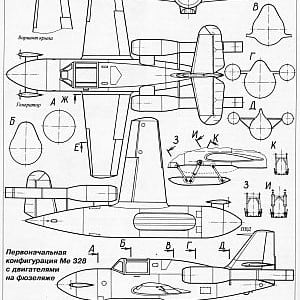 airplane Messerschmitt Me 328 scale model plans