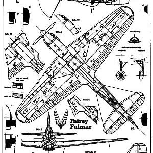 airplane Fairey Fulmar scale model plans