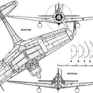 airplane Nakajima Ki-43 "Hayabusa" scale model plans