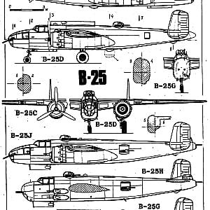 airplane North American B-25 Mitchell scale model plans